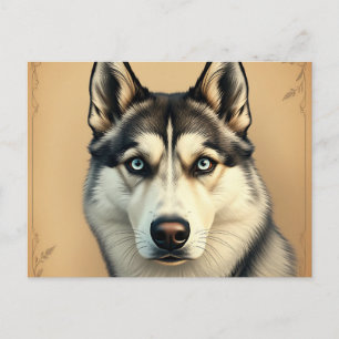 Portret van een Siberische Husky met Briefkaart