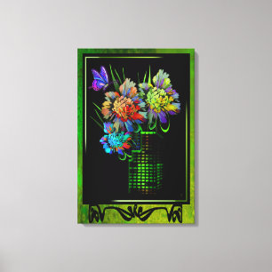 Portret van een stad in Bloom op een Faux Easel Canvas Afdruk