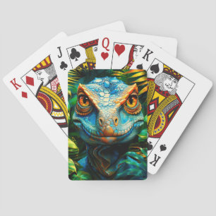 Portret van een Velociraptor Levendige Jungle Clos Pokerkaarten