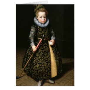 Portret van een vierjarige jongen met club en