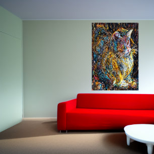Portret van een vreemde kat AI Art Poster