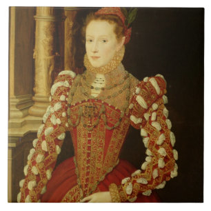 Portret van een vrouw, 1567 (olie op het paneel) tegeltje