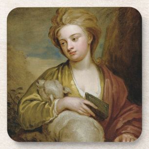 Portret van een vrouw als St. Agnes, traditioneel Bier Onderzetter