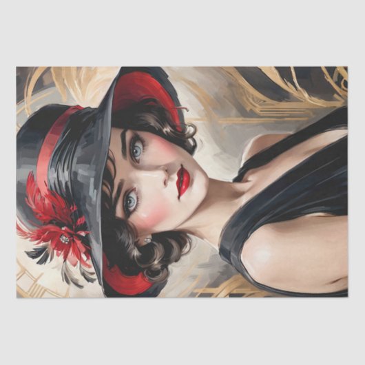  portret van een vrouw - Decoupage- Tissuepapier (Voorkant)