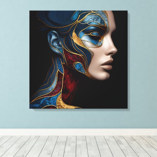 Portret van een vrouw in het Abstract Canvas Afdruk (Insitu (Houten vloer))