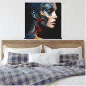 Portret van een vrouw in het Abstract Canvas Afdruk (Insitu (Slaapkamer))