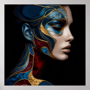 Portret van een vrouw in het Abstract Poster