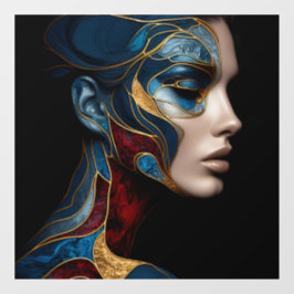 Portret van een vrouw in het Abstract Raamsticker