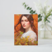 Portret van een vrouw in het najaar briefkaart (Staand voorkant)