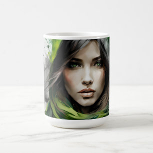 portret van een vrouw koffiemok