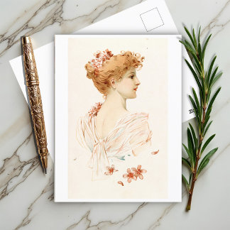 Portret van een vrouw, Louis Prang Briefkaart