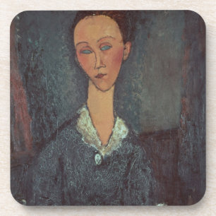 Portret van een vrouw met een witte kraag (olie op drankjes onderzetter