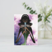 Portret van een vrouw met microfoon briefkaart (Staand voorkant)