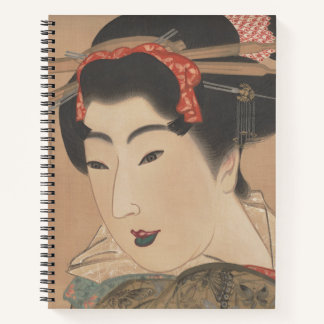 Portret van een vrouw met witte waaier – Vintage J Notitieboek