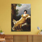 Portret van een vrouw met zitplaatsen canvas afdruk (Insitu (Woonkamer))