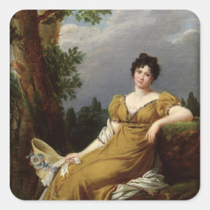 Portret van een vrouw met zitplaatsen vierkante sticker