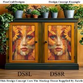 Portret van een vrouw met zonnebloem DS8R Decoupag Tissuepapier