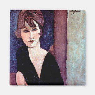 Portret van een vrouw, Modigliani Magneet