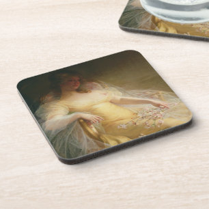 Portret van een vrouw (olie op doek) onderzetter