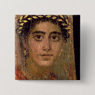 Portret van een vrouw uit Fayum, Romano-Egyptenaar Vierkante Button 5,1 Cm