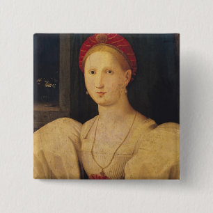 Portret van een vrouw vierkante button 5,1 cm