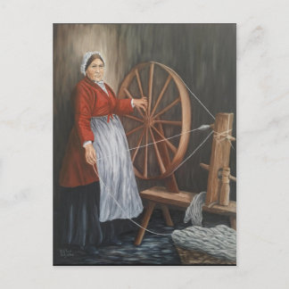 "Portret van een Welsh Lady Spinning Wool" Briefkaart