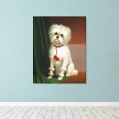  portret van een witte hond canvas afdruk (Insitu (Houten vloer))