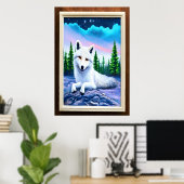 Portret van een witte vos | AI Art Poster (Thuiskantoor)