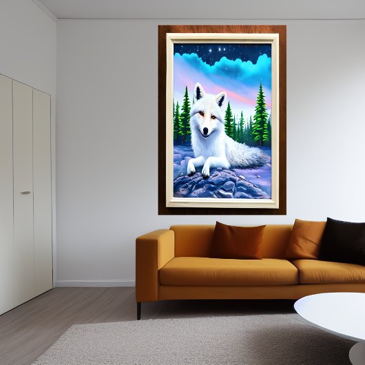 Portret van een witte vos | AI Art Poster