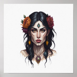 Portret van een zigeunervrouw poster