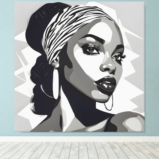 Portret van een zwarte vrouwen canvas afdruk (Insitu (Houten vloer))
