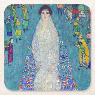 Portret van Elisabeth Lederer, Gustav Klimt Vierkante Kartonnen Onderzetter