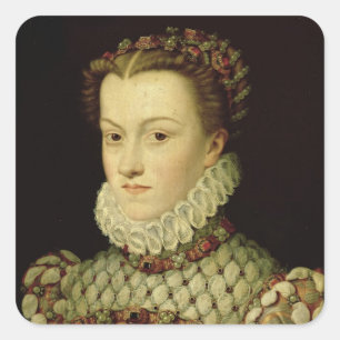 Portret van Elizabeth of Austria (1554-92) Koningi Vierkante Sticker