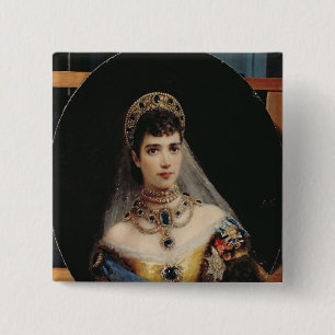 Portret van Empress Maria Fyodorovna Vierkante Button 5,1 Cm