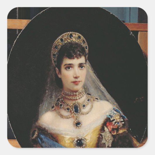 Portret van Empress Maria Fyodorovna Vierkante Sticker (Voorkant)