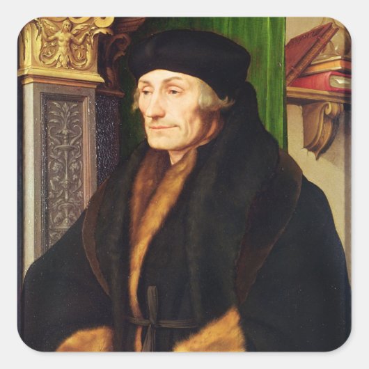 Portret van Erasmus, 1523 Vierkante Sticker (Voorkant)