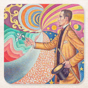 Portret van Felix Feneon, Signac Vierkante Kartonnen Onderzetter