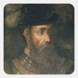 Portret van Francisco Pizarro (c.1478-1541) Spanis Vierkante Sticker