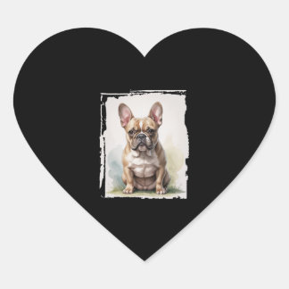 Portret van Franse Bulldog Hart Sticker