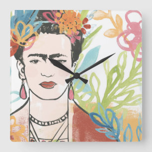 Portret van Frida Kahlo Vierkante Klok