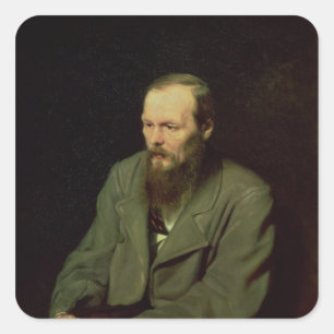 Portret van Fyodor Dostoyevsky 1872 Vierkante Sticker