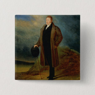 Portret van generaal La Fayette in burgerkleding, Vierkante Button 5,1 Cm
