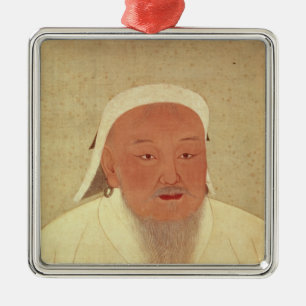 Portret van Genghis Khan, Mongol Khan Metalen Ornament