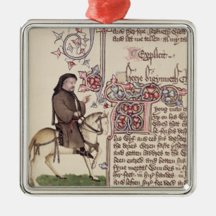 Portret van Geoffrey Chaucer-facsimile van Metalen Ornament