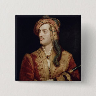 Portret van George Gordon (1788-1824) 6e Baron doo Vierkante Button 5,1 Cm