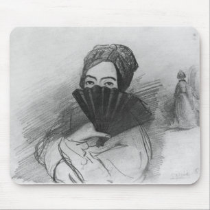 Portret van George Sand achter haar fan Muismat