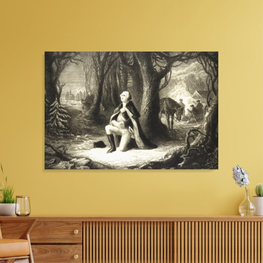 portret van George Washington Praying Canvas Afdruk (Insitu (Woonkamer))