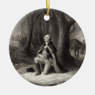  portret van George Washington Praying Keramisch Ornament