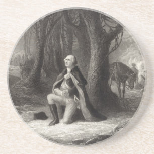 portret van George Washington Praying Zandsteen Onderzetter