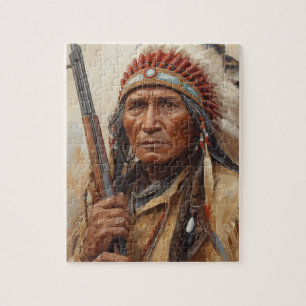 Portret van Geronimo, Indiaans opperhoofd en krijg Legpuzzel